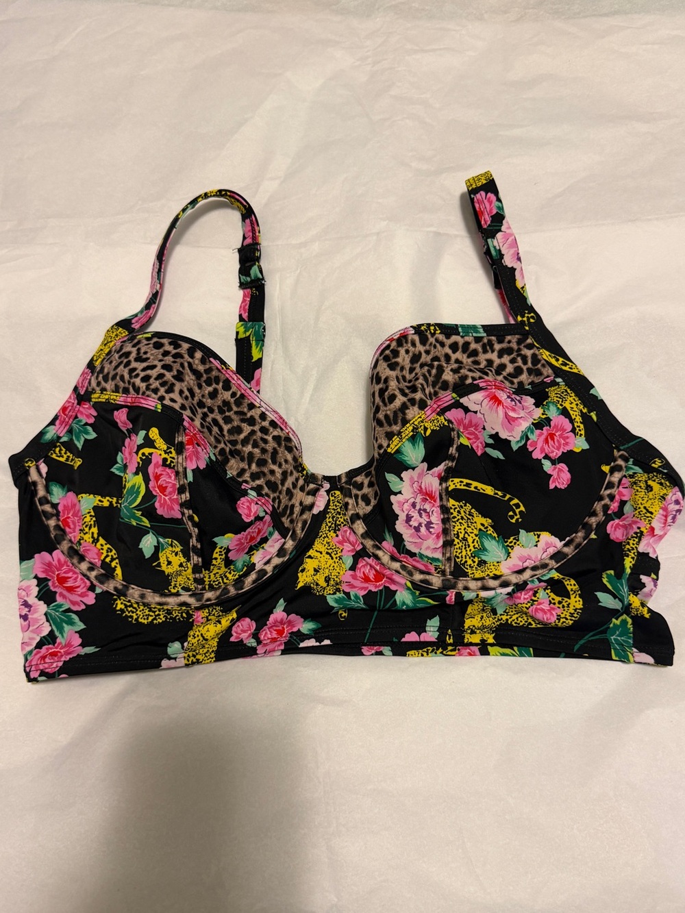 Leopard Floral Swim Top